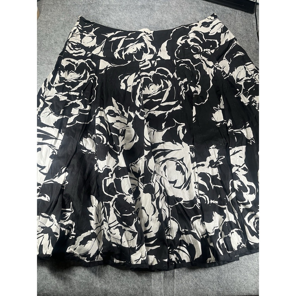 Lauren Ralph Lauren Women's Flouncy Cotton Skirt Black White Size 16W Preppy